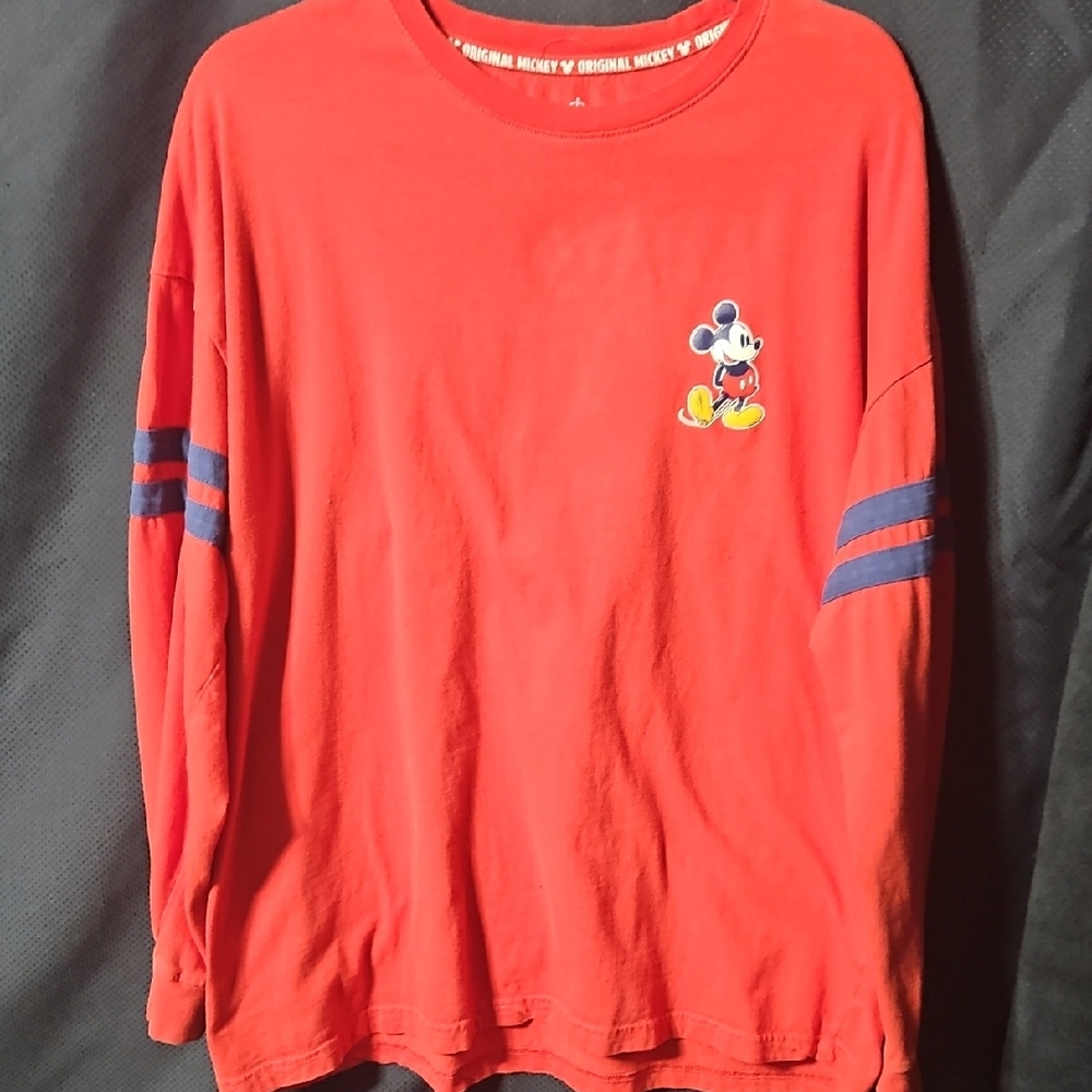 Mickey Mouse T Shirt Adult XLarge Varsity Logo Disney Long Sleeve Cotton Tee